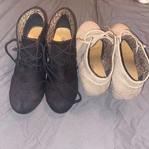 2 wedge high heeled shoes. Size 6 1/2.